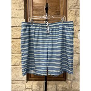 Bonobos Men’s Striped Swim Trunks Lined Drawstring Waist Blue Green Size XXL